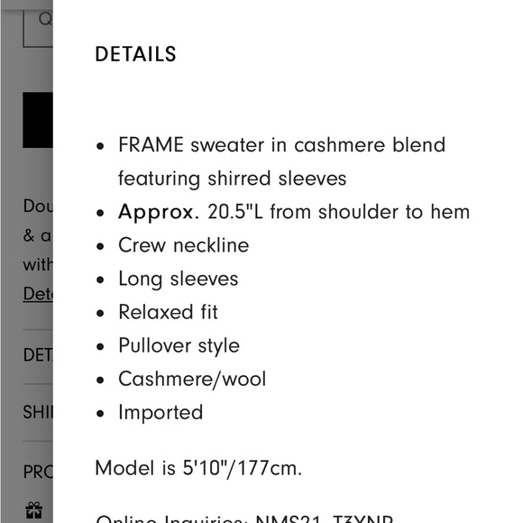 FRAME
Shirred-Sleeve Cashmere Sweater - Picture 7 of 9